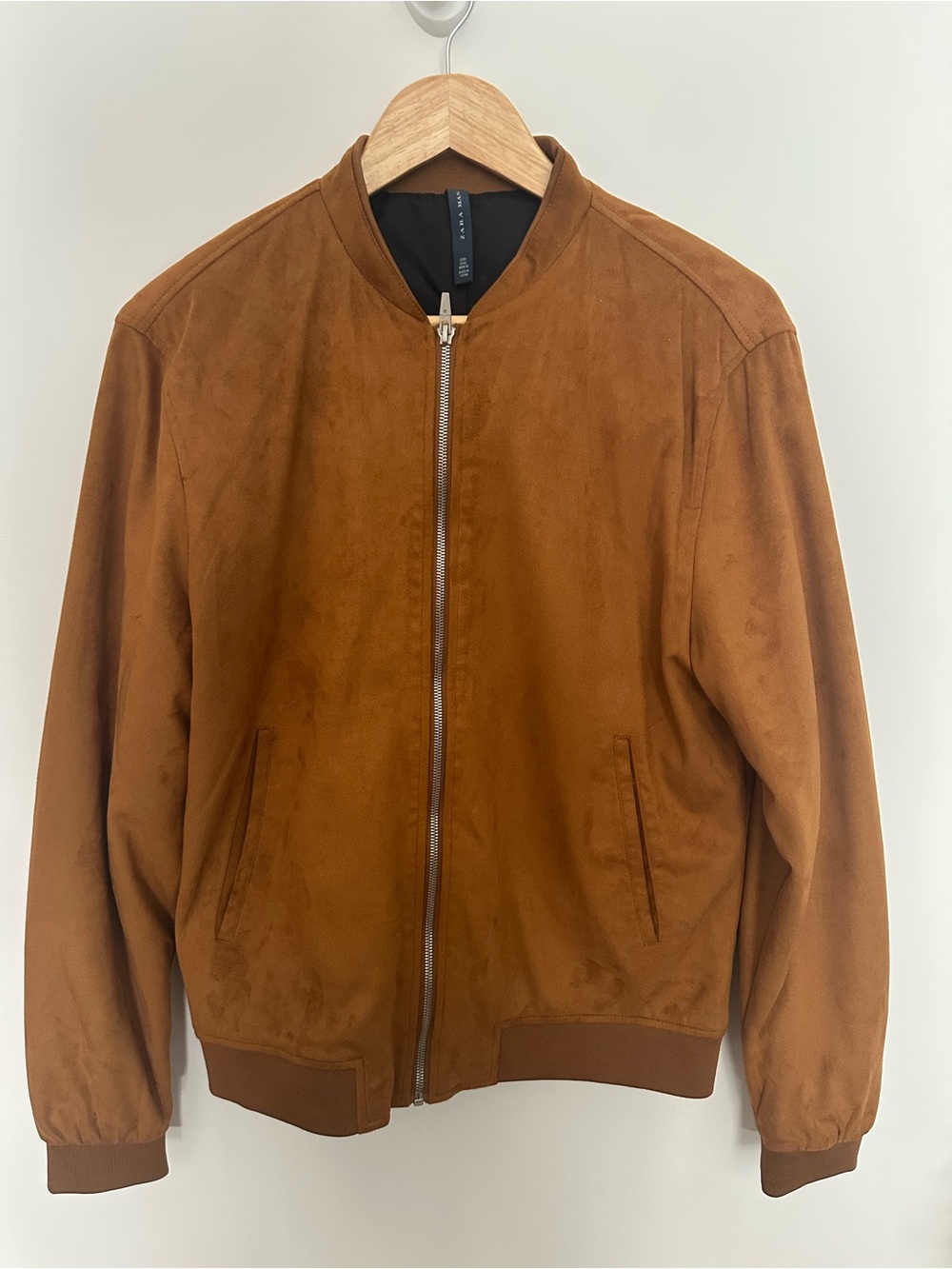 Zara Men's Suede Bomber Jacket - Brown